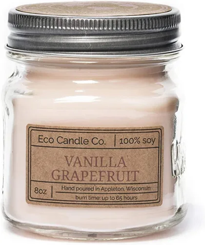 Vista 40 de ECO CANDLE CO. Vela reciclada, té negro y miel, 6 oz. - Aromas de té picante, nuez moscada, miel y naranja - 100% cera de soja, sin plomo, etiqueta