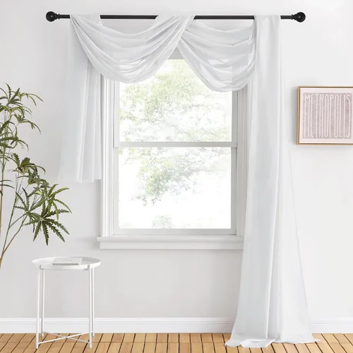 Vista 12 de NICETOWN Cenefa decorativa larga para ventana, cenefa de bufanda de boda, cortina de gasa para sala de estar, dormitorio, ceremonia
