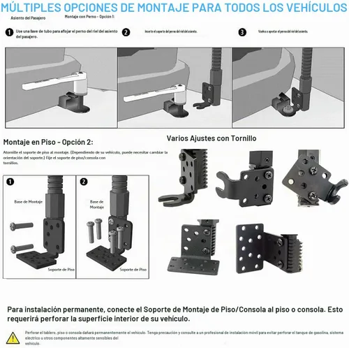 Vista 8 de LycoGear Soporte de tableta ELD mejorado para riel de asiento de piso para automóvil, camión, flota limusina, soporte ajustable de cuello de cisne