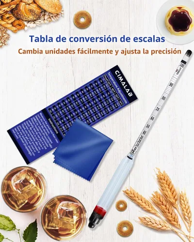 Vista 7 de CIMALAB Hidrómetro - Medidor de alcohol, hidrómetro de alcohol 0-200 a prueba e hidrómetro de alcohol tradicional, hidrómetro a prueba de alcohol