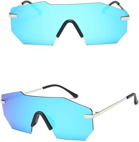 Vista 4 de ADMIRING Gafas de sol de gran tamaño con marco de moda con parte superior plana, gafas de sol grandes sin marco