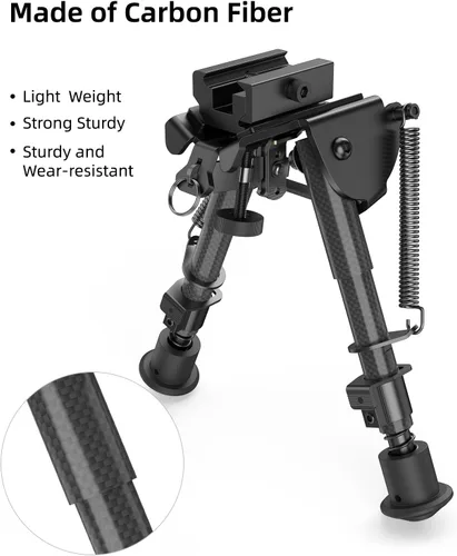 Vista 4 de EZshoot Carbon Fiber Rifle Bipod, 6-9 Inches, Picatinny Rail Adapter
