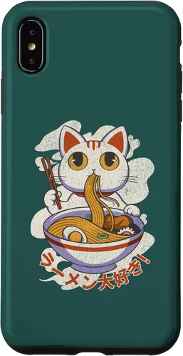 Vista 10 de Funda linda para iPhone 11 Chinese Lucky Cat Eating Ramen noodle lover anime Japón