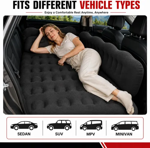 Vista 8 de Colchón de aire de coche para asiento trasero de camioneta SUV Negro