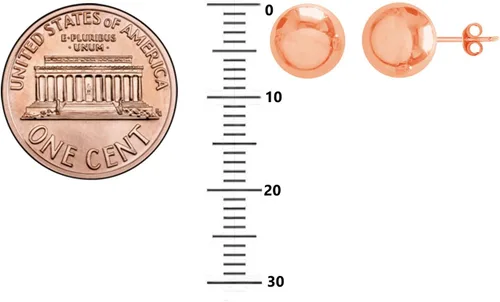 Vista 5 de Ritastephens Aretes de bola de oro rosa de 14 quilates, 3,4,5,6,7,8in