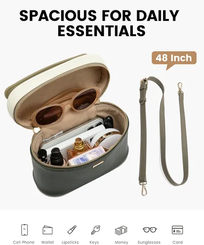 Vista 5 de LOVEVOOK - Bolso bandolera para mujer, con asa superior y pequeño bolso de hombro de cuero PU, bolso de mano con solapa para damas
