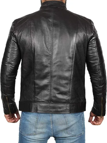 Vista 6 de fjackets Brown Leather Jacket Hombres - Real Lambskin Hombre Cuero Chaqueta