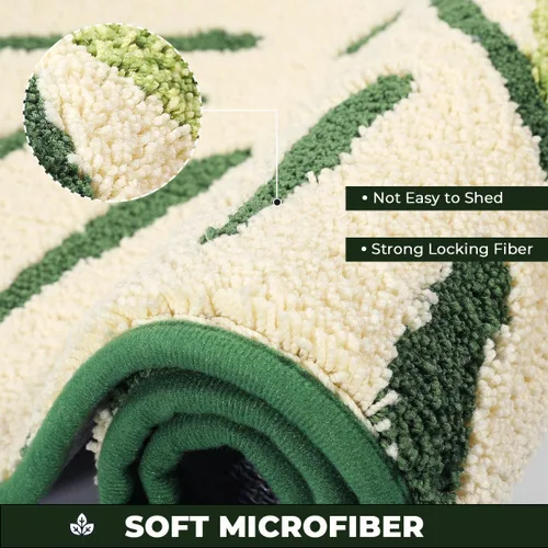 Vista 4 de Alfombra de baño de plantas súper absorbente, antideslizante, de microfibra suave, lavable a máquina, alfombra de felpa gruesa para ducha