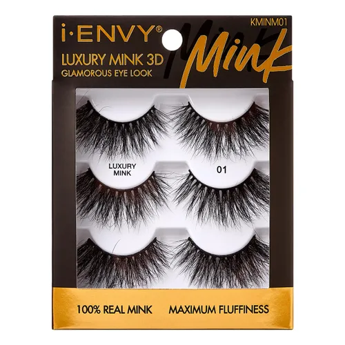 Vista 10 de i-ENVY Pestañas postizas de lujo de la colección de visón, pestañas 100% de visón real, aspecto glamoroso, pestañas de máxima esponjosidad 3D ángulo
