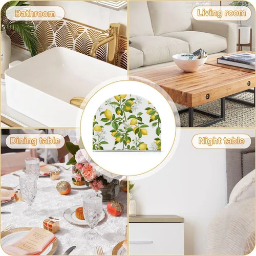 Vista 8 de Servilletero acrílico de limón, servilleta de cóctel de plástico transparente para mesas de restaurante de cocina
