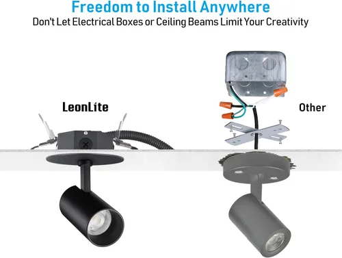 Vista 2 de LEONLITE Paquete de 2 focos de techo LED 5CCT con caja de conexiones