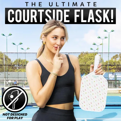 Vista 4 de GoSports Sip N' Serve Pickleball Paddle Flask (20 onzas) – Frasco de viaje con alcohol oculto – Divertido regalo de licor – Incluye embudo y boquilla