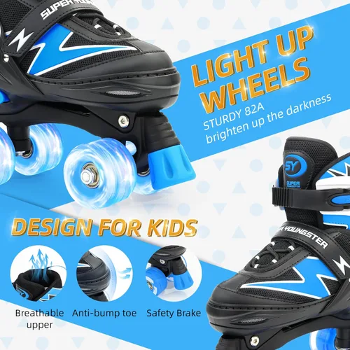 Vista 6 de SUPER YOUNGSTER Patines ajustables para niños, patines para niños de 5 a 8 años, patines para niñas de 8 a 12 años con ruedas iluminadas, patines