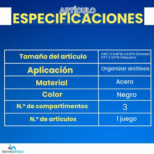 Vista 6 de 1InTheOffice Mesh Collection - Bandeja organizadora de cajones de escritorio, 3 compartimentos, apilable, negro mate