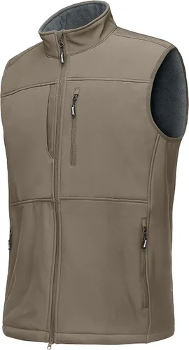 Vista 15 de Outdoor Ventures Chaleco de correr para hombre, ligero, resistente al viento, forro polar, softshell, sin mangas, para golf Verde militar