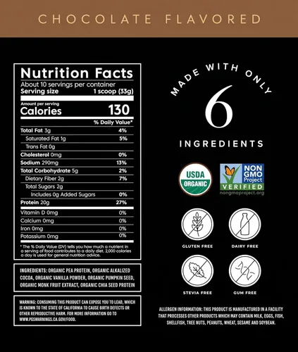 Vista 2 de Truvani - Proteína en polvo de guisantes vegana Banana Canela 20 g de proteína vegetal orgánica 10 porciones Keto Sin gluten ni lácteos