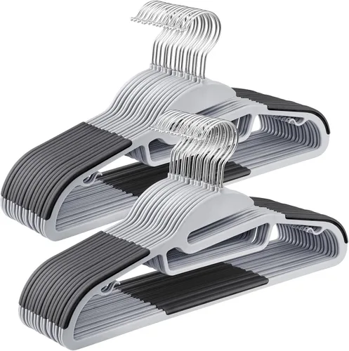 Vista 11 de SONGMICS Paquete de 50 percheros, perchas de plástico resistentes para trajes, apertura en forma de S, ahorro de espacio, gancho giratorio de 360º