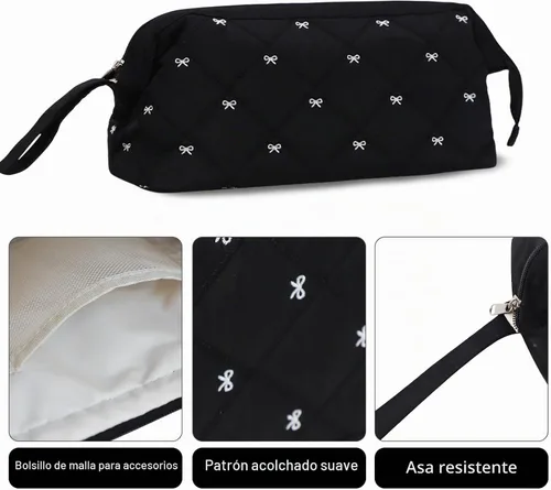 Vista 2 de Stratalife Bolsa de viaje acolchada para herramientas para el cabello con paño de pulido compatible con Dyson Airwrap Shark Flex Style, Arco negro