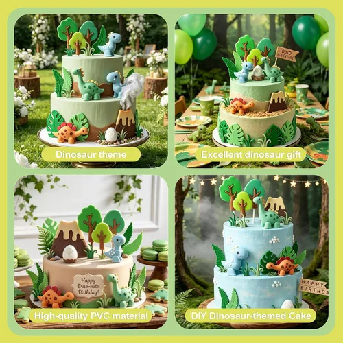Vista 6 de 18 PCS Dinosaur Cake Toppers Birthday Cake Decorations Party Supplies