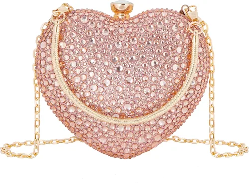 Vista 8 de Goclothod Bolso de mano en forma de corazón para mujer, bolso de hombro de terciopelo, bolsos de noche Negro
