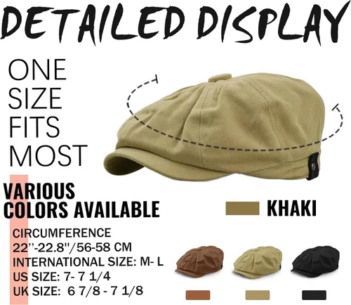 Vista 3 de CLAPE Clásico 8 paneles de algodón plana hiedra sombrero de conducción Newsboy Gorras Golf Cabbie Boina