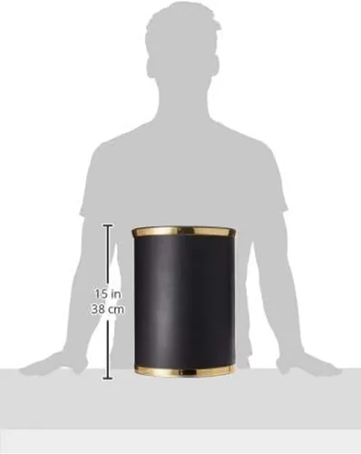 Vista 4 de Kraftware Sophisticates Cesta de Basura de Latón Negro/Dorado Pulido con Bandas de 3/4 Pulgadas y Protector de Latón