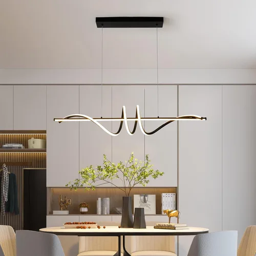 Vista 8 de Jaycomey Lámpara LED moderna para comedor, 52 W, regulable, moderna, lineal, con control remoto, 3000K a 6500K, lámpara de techo ajustable para isla