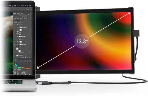 Vista 10 de Mobile Pixels Duex Plus Monitor portátil para computadoras portátiles, USB C/USB A Plug and Play 13.3" Extensor de pantalla portátil Duex Plus