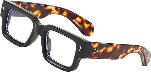 Vista 12 de Gafas de marco cuadrado grueso para mujeres y hombres, anteojos rectangulares gruesos, sin receta, lentes de luz azul para computadora