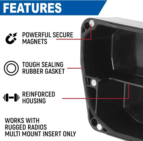 Vista 3 de Rugged Radios Cubierta magnética de radio para insertos de montaje múltiple todoterreno - Cuenta con imanes fuertes y sello de goma