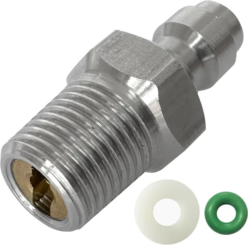 Vista 10 de Adaptador de enchufe de desconexión rápida de 0.315 in, rosca macho NPT de 1/8 pulgadas, accesorios de adaptador Foster PCP Airsoft, cobre chapado