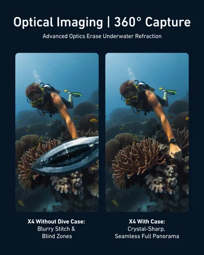 Vista 4 de TELESIN Insta 360 X4 - Funda de buceo invisible, 164.0 ft/164 pies, impermeable, carcasa protectora para buceo subacuático, carcasa para Insta 360