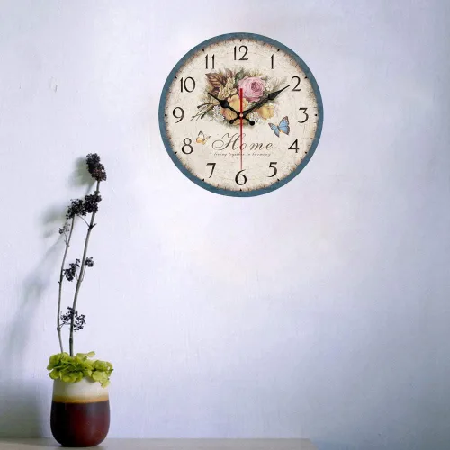 Vista 3 de YeYo Reloj de pared de flores de estilo europeo simple sin marco, madera MDF impermeable, decoración artística silenciosa para el hogar, sala