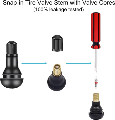 Vista 5 de Kit de extracción e instalador de herramientas de vástago de válvula de neumático, 4 piezas TR412, 4 piezas TR413, 4 piezas TR414 vástago de válvula