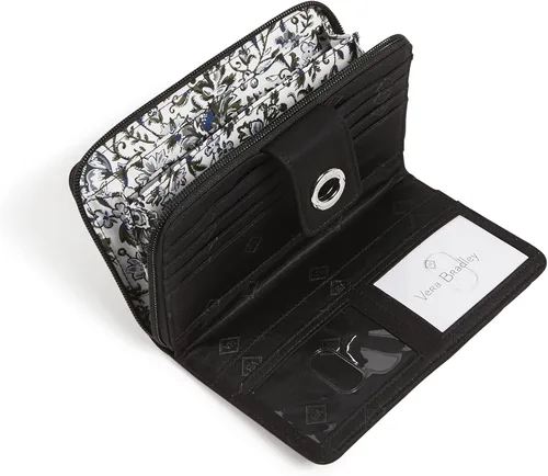 Vista 2 de Vera Bradley Cartera de algodón con protección RFID para mujer, Painted Feathers