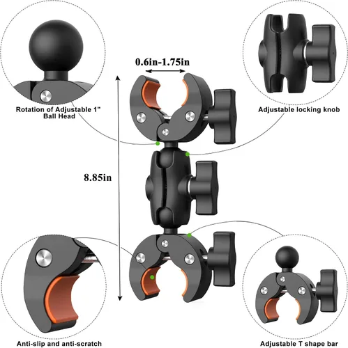 Vista 5 de Soporte de abrazadera para manillar de motocicleta para accesorios Insta360