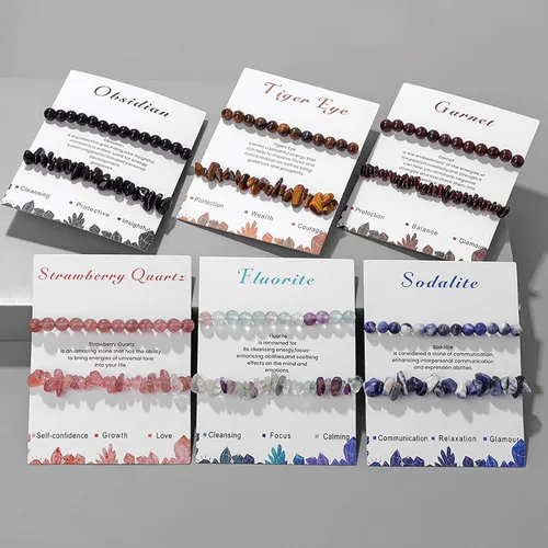 Vista 42 de Pulseras de cristal curativo para mujer, 2 pulseras de piedra natural de 0.236 pulgadas, pulseras elásticas de cuentas de cristal hechas a mano