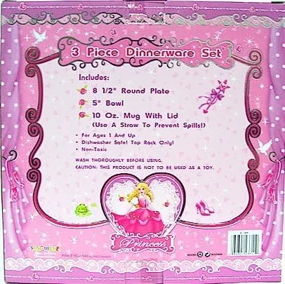 Vista 2 de Pecoware/Pink - Juego de vajilla de 3 piezas con taza de plato y cuenco, New Princess