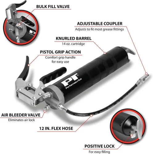 Vista 2 de Performance Tool W54204 Pistola de engrase profesional de 14 onzas, solución de lubricación ergonómica y eficiente para aplicaciones industriales