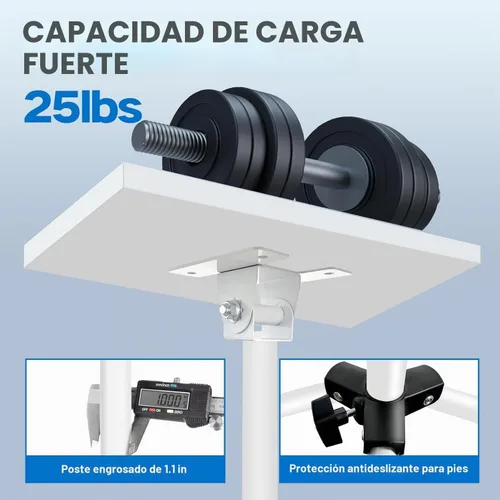 Vista 4 de Soporte para proyector, soporte para laptop de 22 a 55 pulgadas, trípode para proyector con soporte para teléfono, trípode para proyector