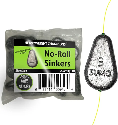 Vista 7 de Catfish Sumo Pesas planas de plomo sin rollo con insertos de protección de línea para proteger contra daños en el río