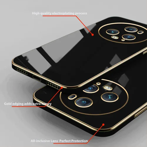 Vista 4 de Compatible con Honor Magic 5 Pro Funda de silicona rosa, chapado Honor Magic 5 Pro, funda delgada y suave a prueba de golpes (negro)
