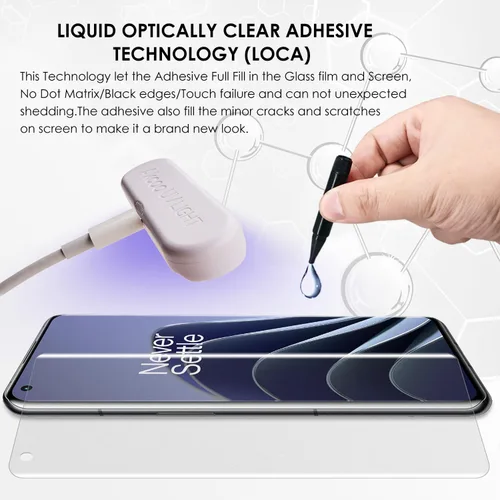 Vista 2 de Protector de pantalla mate para OnePlus 10 Pro, juego de vidrio templado UV, paquete de 2, antirreflejos, antihuellas, resistente a los arañazos 9H
