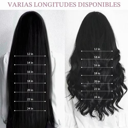 Vista 4 de Extensiones de cabello humano real con clip, extensiones de cabello humano real sin costuras, extensiones de cabello humano real de 16 pulgadas