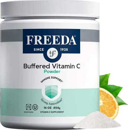 Vista 10 de FREEDA Vitamina C en polvo tamponada, suave para el estómago, vitamina C, no ácida, vegana, kosher, sin azúcar, para apoyo inmunológico y bienestar