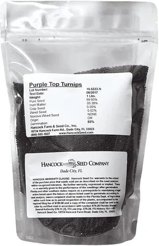 Vista 4 de Hancock Seed Co. - Semillas de nabo con forma de globo blanco con parte superior morada, 5 libras.