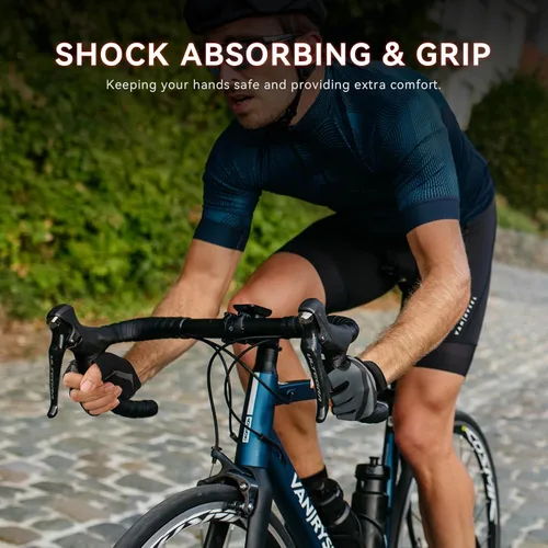 Vista 3 de OZERO Guantes de ciclismo para hombre Guantes de ciclismo transpirables de gel, guantes de montaña y carretera, guantes de bicicleta antideslizantes