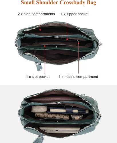 Vista 6 de Over Earth Bolsos de cuero para mujer, bolso de hombro pequeño Hobo para mujer