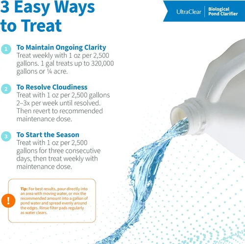 Vista 5 de Clarificador (1 galón) – Limpiador natural de estanques con bacterias beneficiosas – Mejora la claridad del agua y reduce la nubosidad para el agua