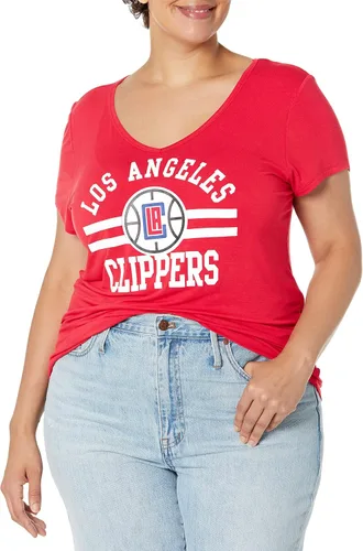 Vista 23 de Ultra Game Camiseta de mujer NBA Oficial con cuello en V y strass de manga corta